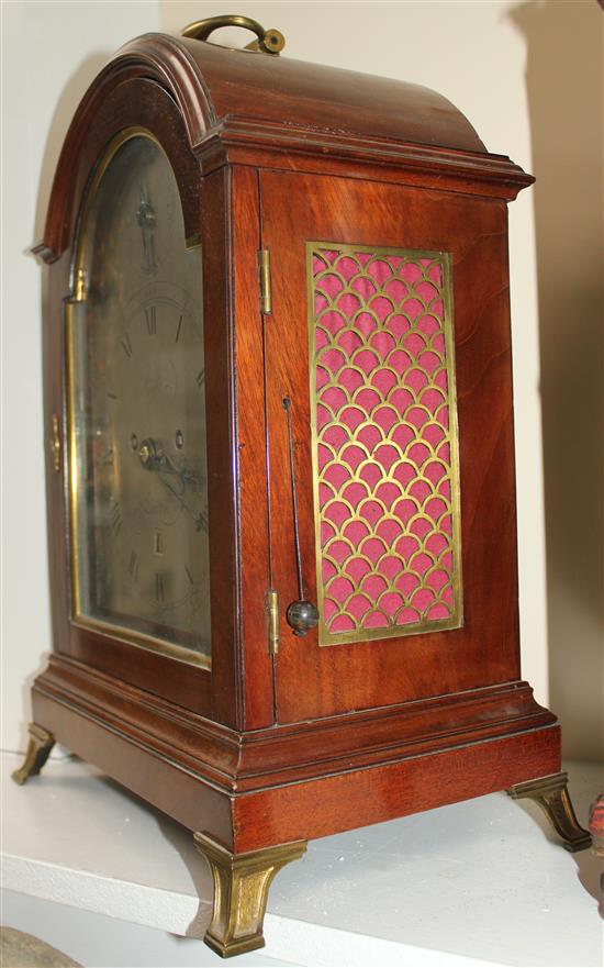 Wright of London. A George III mahogany hour repeating bracket clock, 16in.